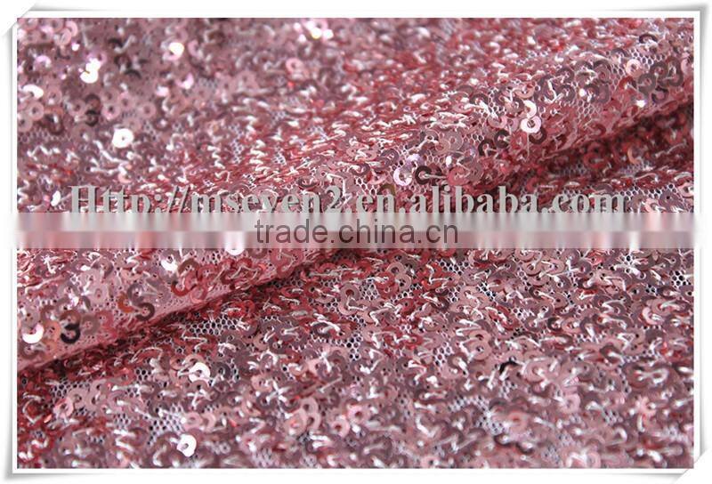 2016 OEM promotional rose pink color bridal sequin swiss lace fabric wholesale