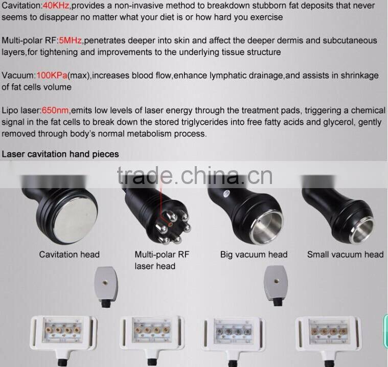 650nm lipo laser + Vacuum + RF + cavitation multifunction slimming machine price
