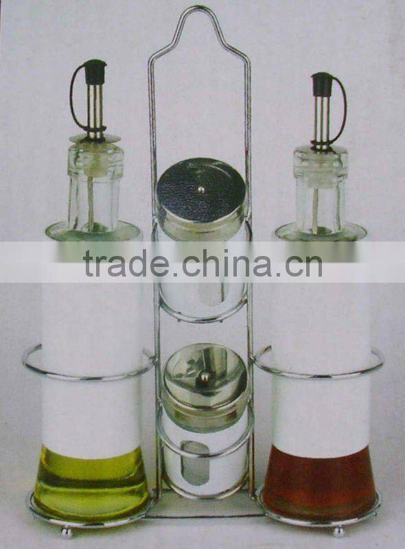 500ml metal rack glass oil and vinegar bottle set