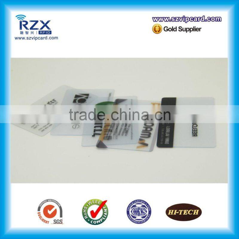 cr80 clear PVC transparent card