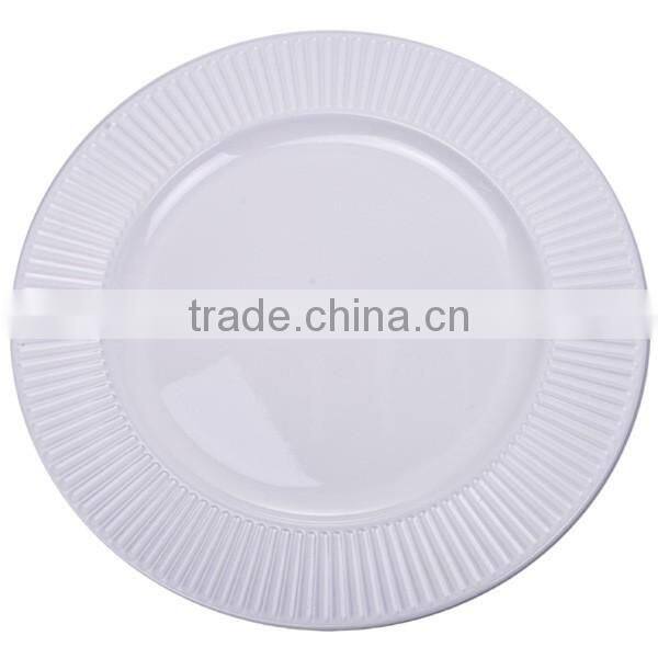 33cm white round sunflower style plastic charger plate