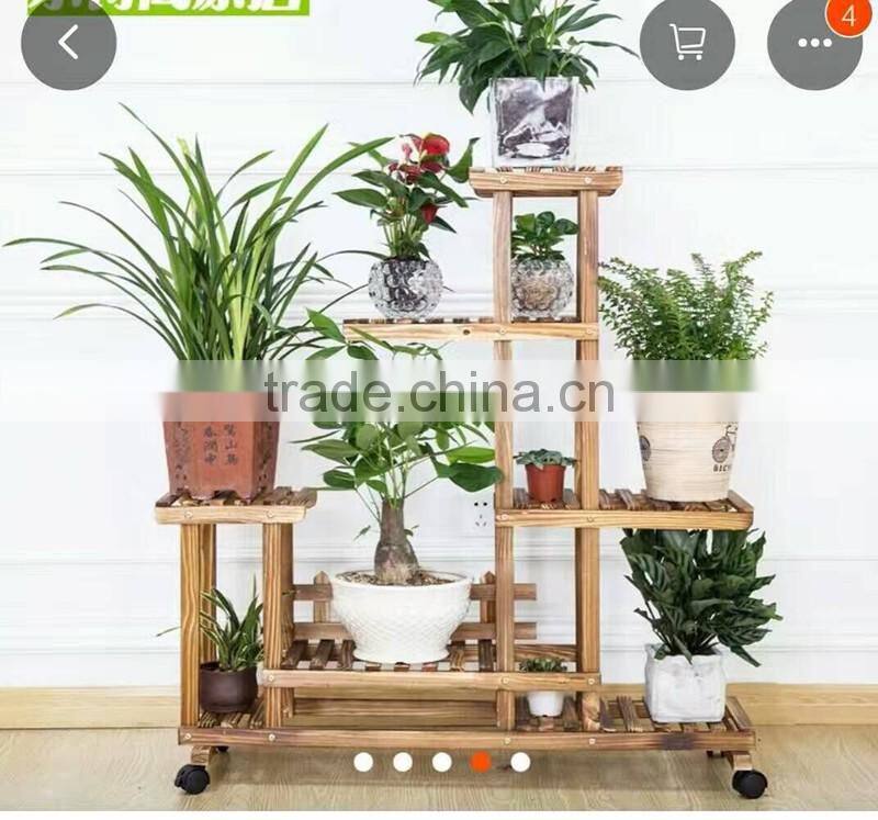 China factory wholesale antique wooden plant stand with wheels