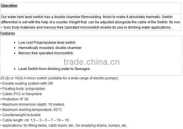 HEIGHT Hot Sale HT-M15-13 mercury float switch /Float Switch With CE