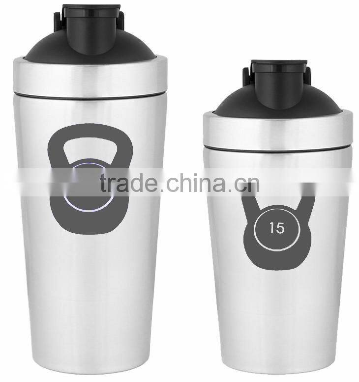 Amazon hot sales custom printing logo 900ml/630ml #304 18/8 stainless steel BPA free protein BPA free water bottle shaker