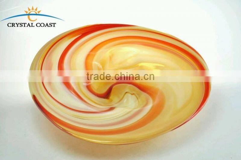 blown glass plate wall decoration;decorative hanging wall plates;decorative glass plate wall art