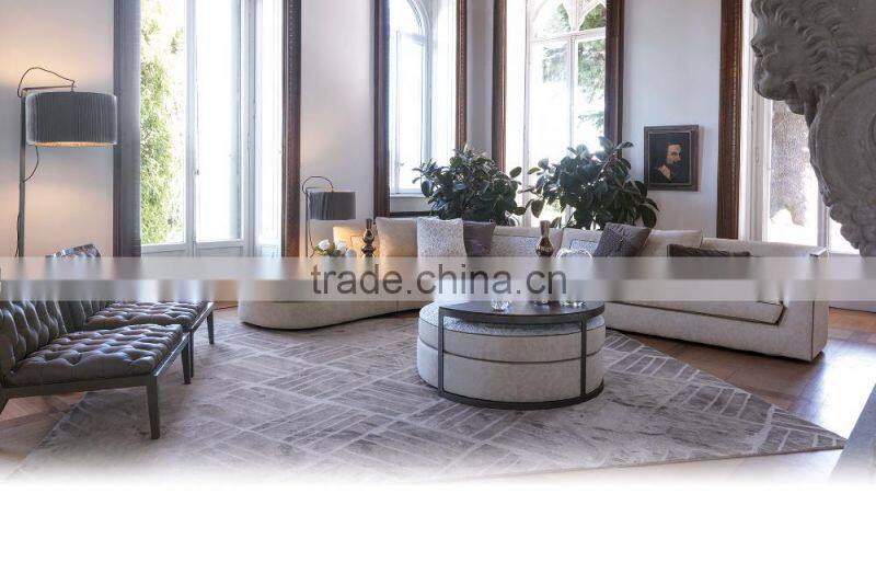 Italy New Design Living Room L-Shape Sofa Couch/ Retro Fancy Elegant Fabric Reclining Sofa Daybed Sectional Sofa Set