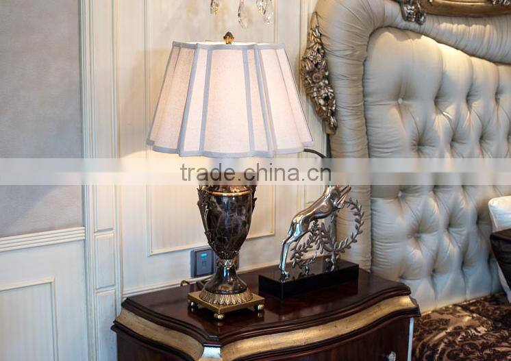 Black marble lamp body brass decoration bottom fabric lampshade table lamp