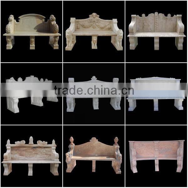 Yellow Travertine Garden Bench with Angel