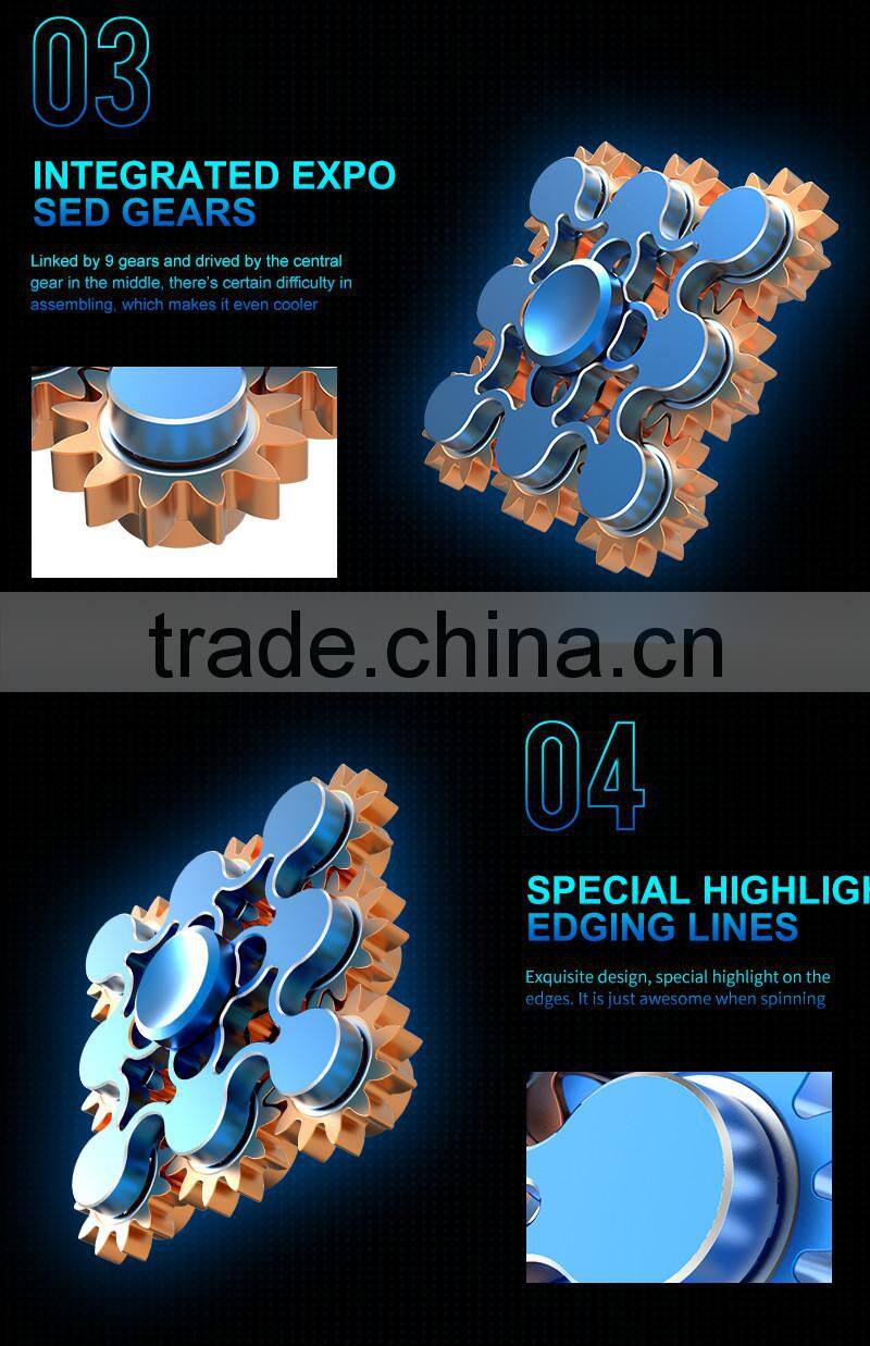 RGKNSE 9 Gear Linkage Hand Spinner 188 Bearing Metal Fidget Spinner Mix Color Match Aluminum alloy Fidget Toy Wind Spinner