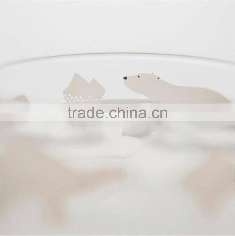 New design Christmas gift polar pattern glass polar bear penguin cup