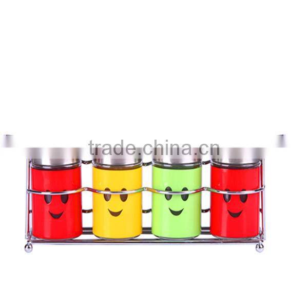 6pcs 100ml glass salt and pepper shaker with stainess steel casing