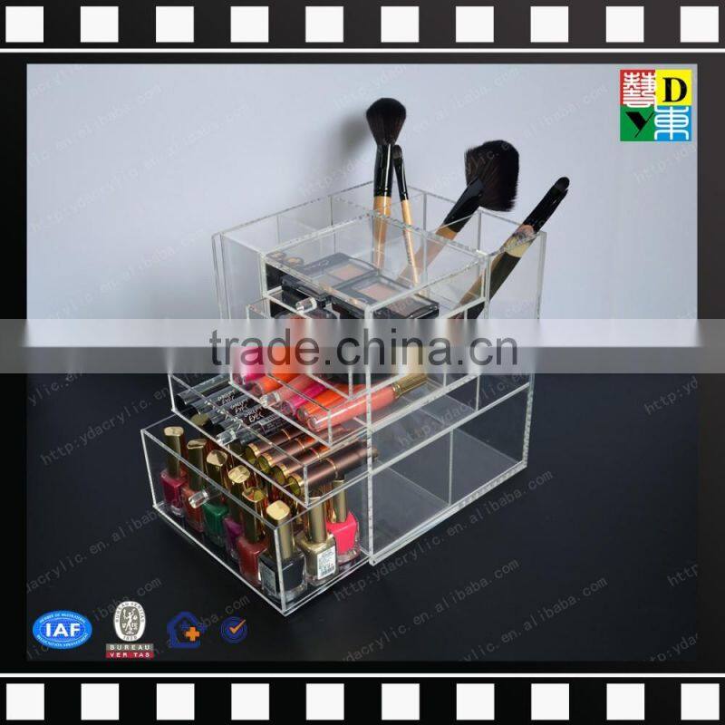 2016 Acrylic Clear Makeup Cosmetic Case Cube Box 4 Drawers,/plexiglass clear storage display box