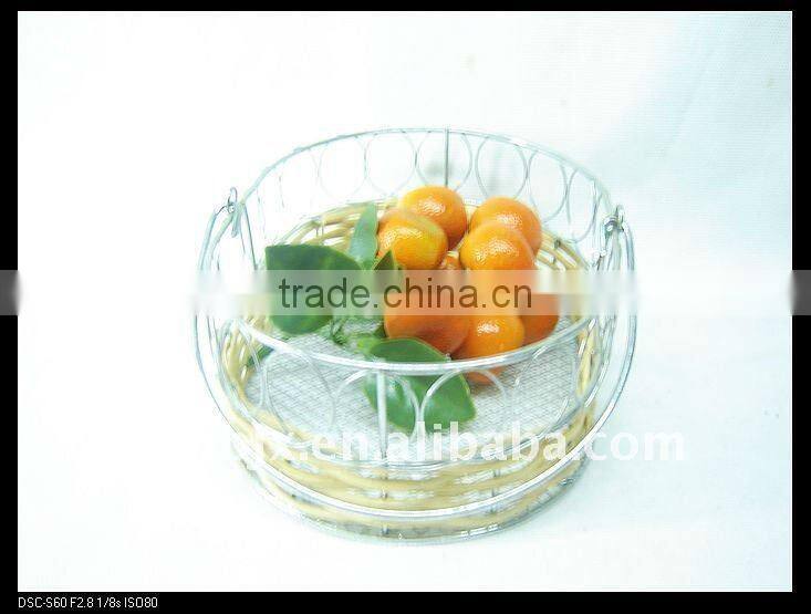 Oval rattan wire apple gift baskets with iron handle