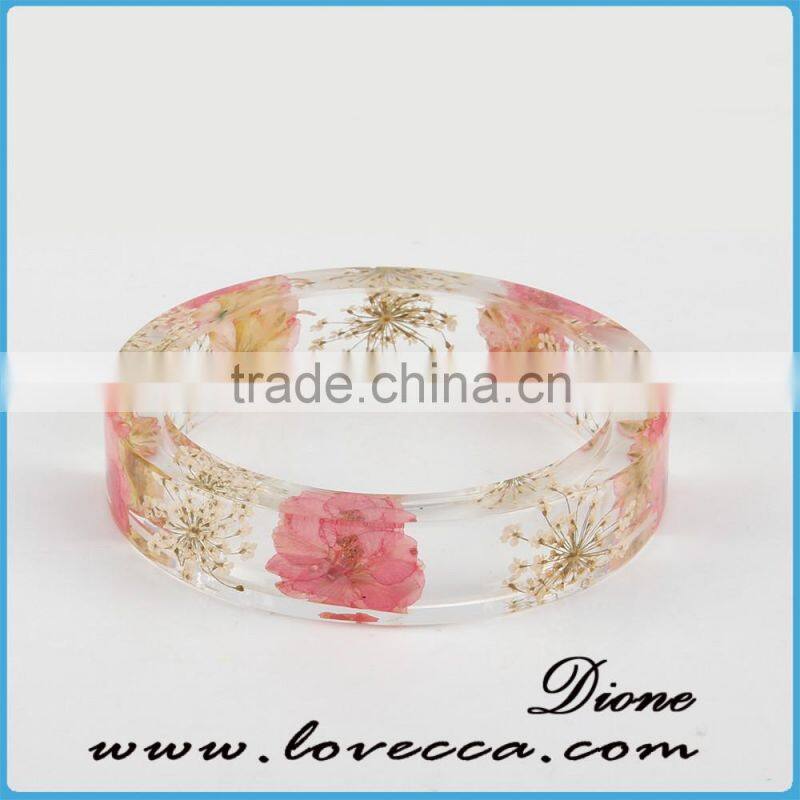 Fresh flower jewelry resin real pressed dried flower bangle bracelet
