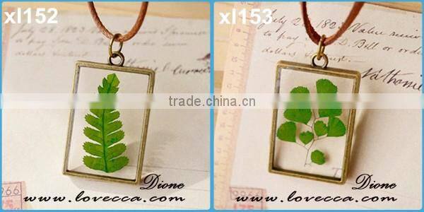 Unisex Fashion Natural Real Dried Flower Round Glass Pendant Necklace New Jewelry