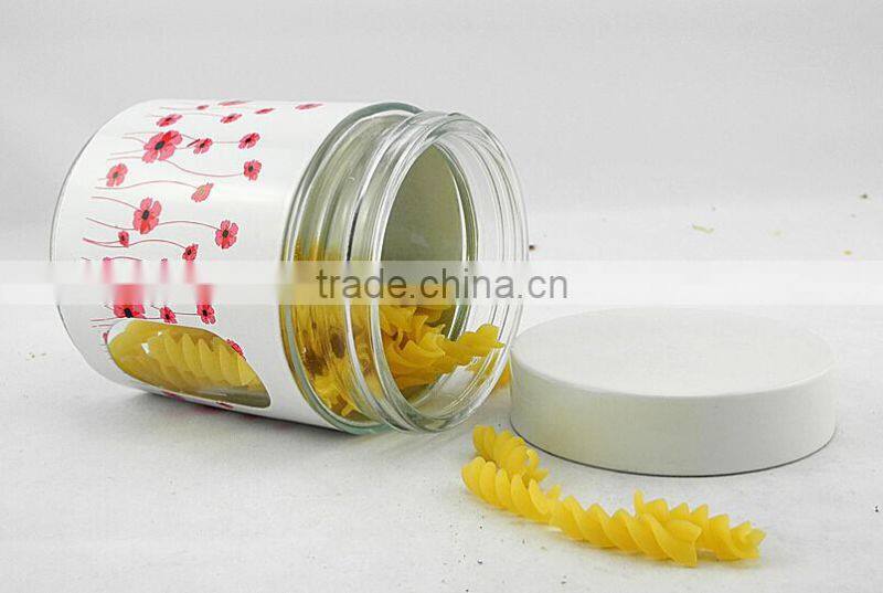 zibo hot selling new design white spraying plastics glass jar with lid