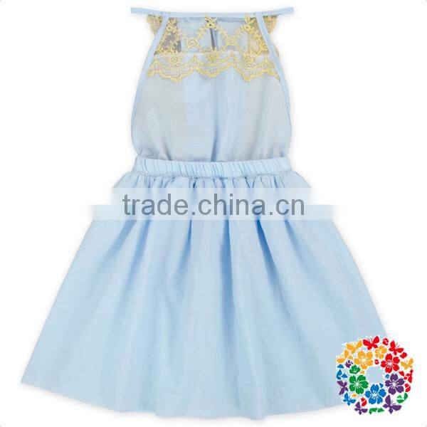 Wholesale New Design Sleeveless Blue Women Dresses Mazie Lace Embroidered Dresses