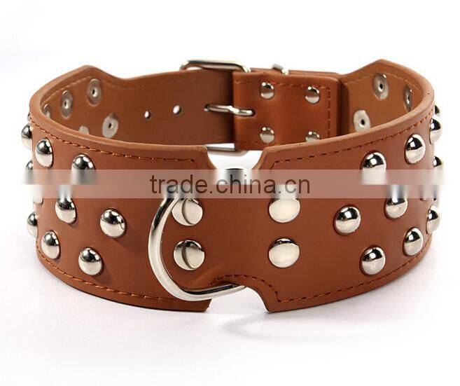 High Quality Dog Products Alloy Rivets Spiked Pet Collar Strong Tough Dog Collars Fashion Pu Leather Dog Collar