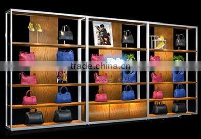 Wood Wall Display Stand for Bag Store