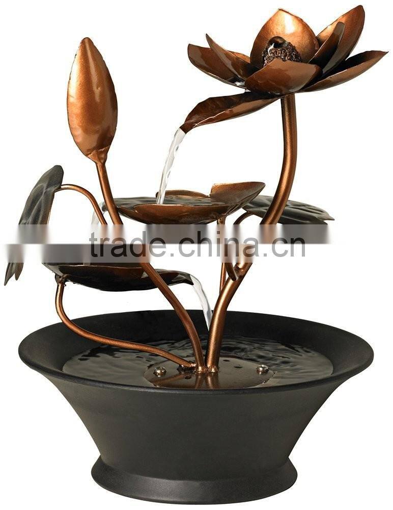 Begonia Flowers Cascading Indoor Tabletop Fountain