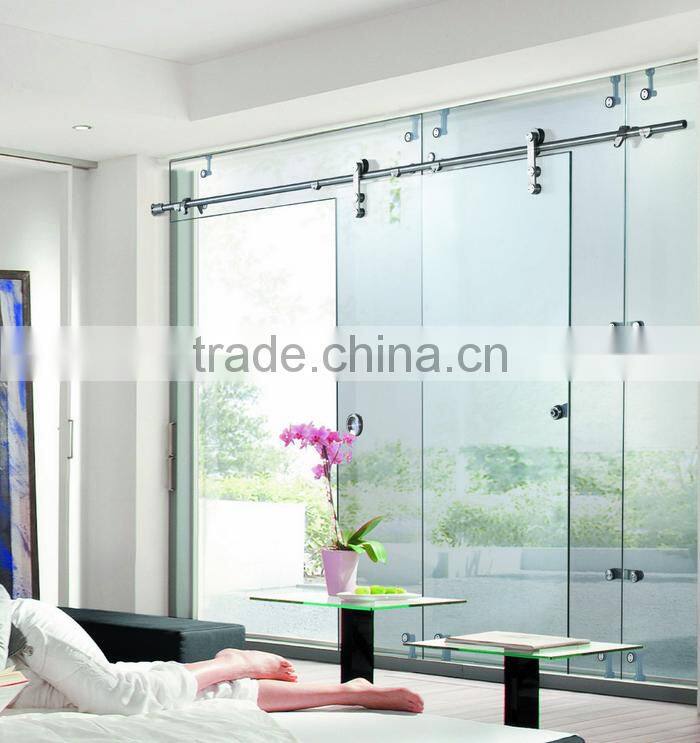 Stainless Steel Interior Frosted Glass Bathroom Door Tempered Glass Partition Sliding Door