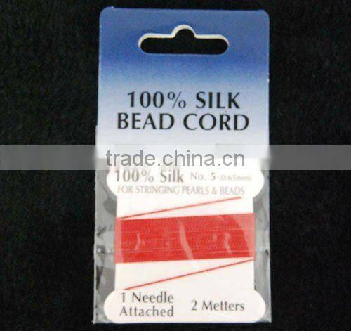 wholesale 0.7mm 100% silk beading cord with needle attached