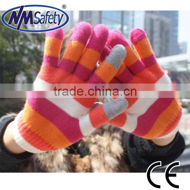 NMSAFETY winter touch gloves made of acrylic working gloves, fashion blue color liner