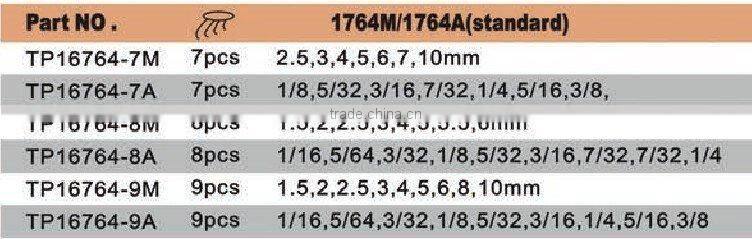 10pc Hex Key Wrench set