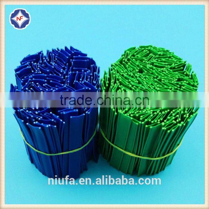 Adhesive plastic tin ties for reclosing coffe bag