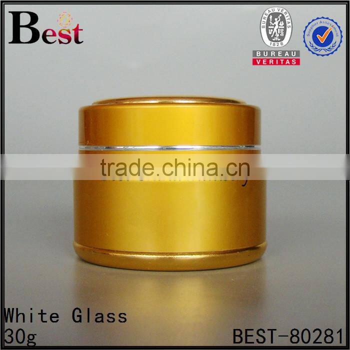 empty wholesale cosmetic containers 30g 50g round shape skin care jars beauty cosmetic colorful gold green aluminum metal jars