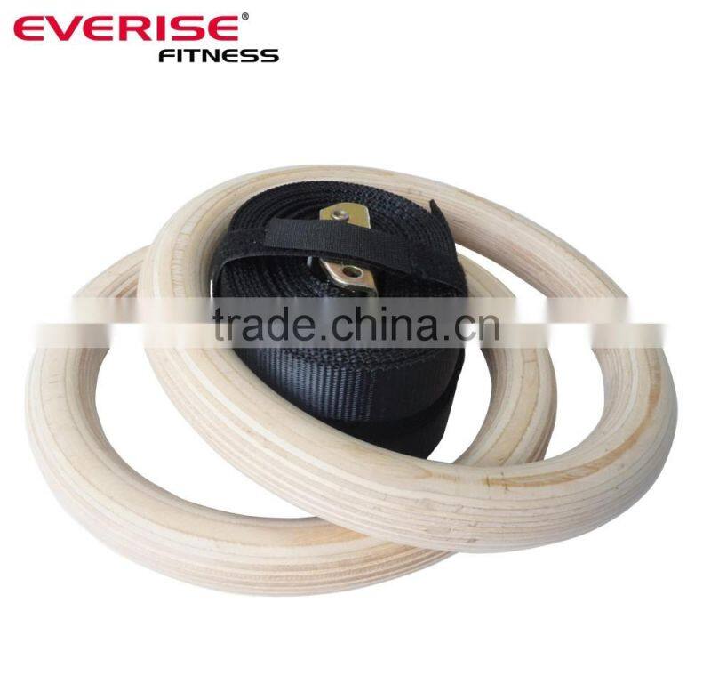 28mm 32mm Wooden Gym Rings with Adjustable Straps