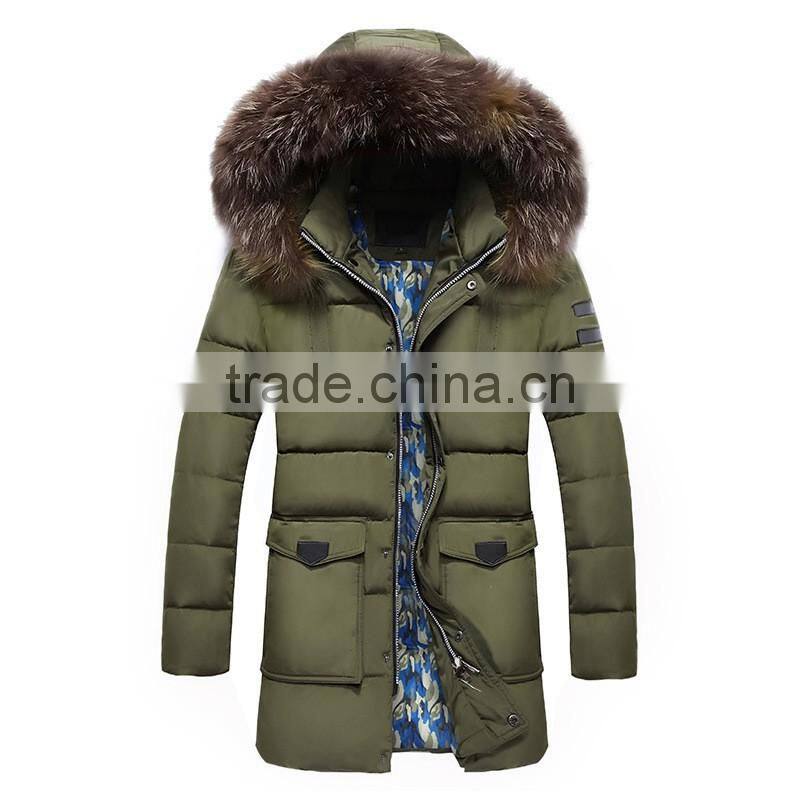 2016 top quality wind proof mens parka winter jacket with fur hood parka jackets wholesale blank
