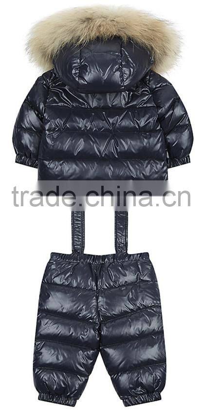 Nylon down padded kids two-piece snow suit