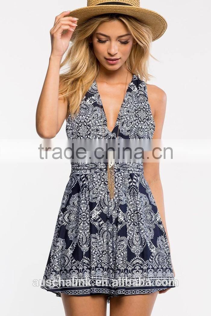 2016 best selling boho blues girls fashion romper OEM service