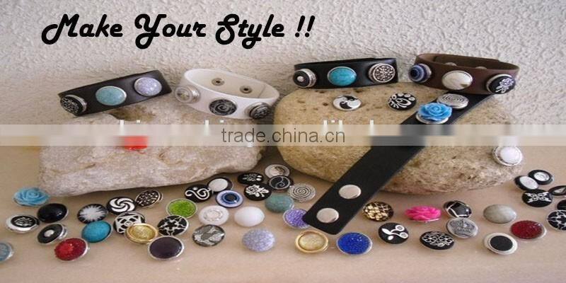 Free Sample Vintage flower design bangle two parts lobster clasp bangle diy snap button charm bangle