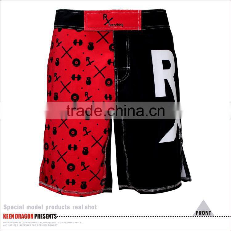 Men's boxing garment black and red 4-way stretch shorts mma fight wear
