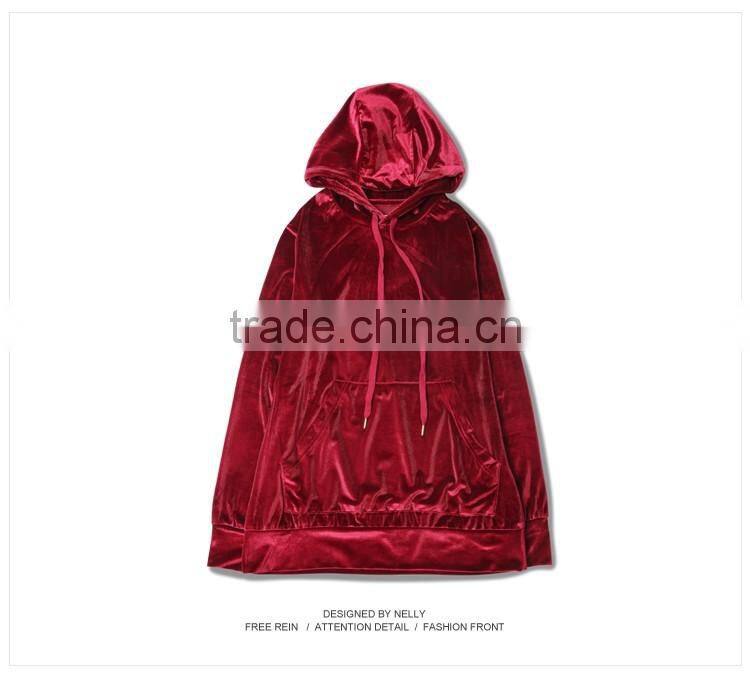 custom soft solid Hoodie/ wholesale blank velourhoodie men/ pullover hoodies