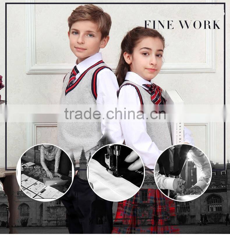 Normal design high quality grey sleeveless vest bulk school uniforms