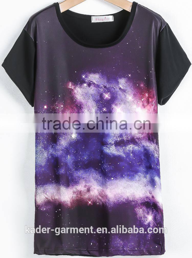 Womens All over Sublimation T Shirt Galaxy Space T shirt Custom 3d T shirt