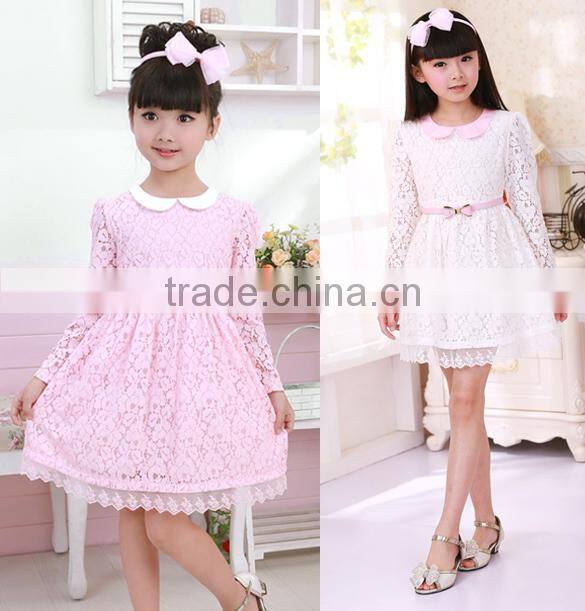 2014 New Arrival Baby Kids Children's Girls Long Sleeve Lace Princess Dress With Belt SV012213 #