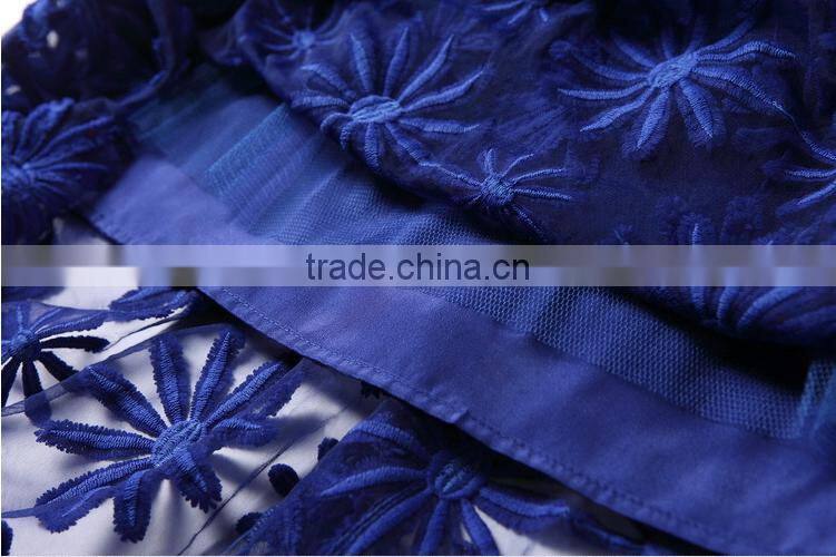 F20051A Round neck sleeveless dress embroidered gauze women dress