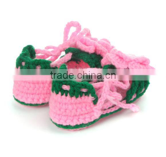 handmake pink flower shoes baby crochet sandal knit shoes