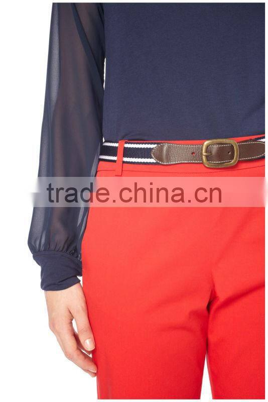 Ladies Jersey Top with sheer sleeves and gathered cuffs