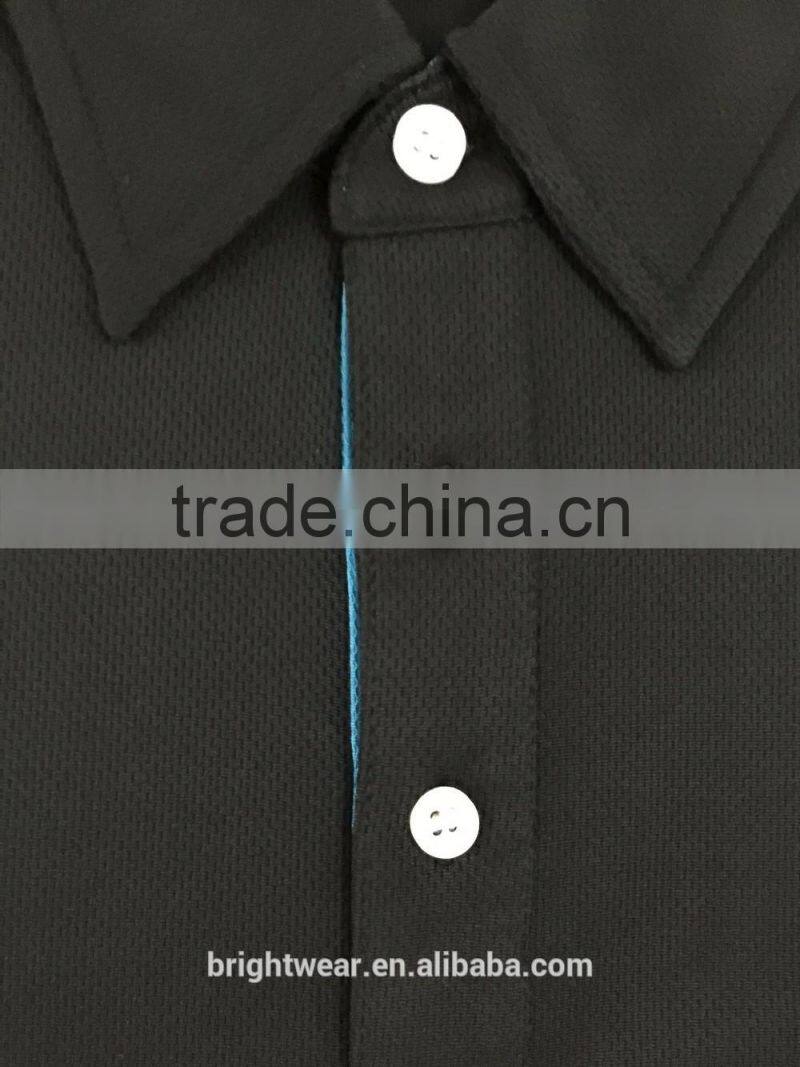 Mens polyester basic safety short sleeve contrast piping uniform black polo shirt