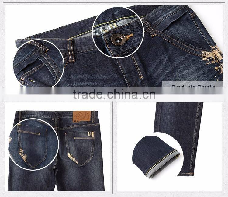 High quality biker brand name mens slim fit denim jeans for wholesale