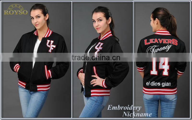 Customize Custom Youth Size Black Women Ladies Baseball Letterman Bomber Cheap American School Uniform College Varsity Jacket