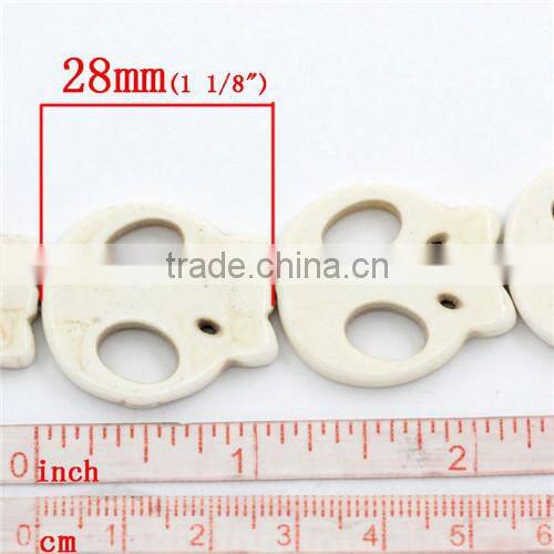 (Grade B) Synthetic Halloween Skull White howlite Beads 28x25mm