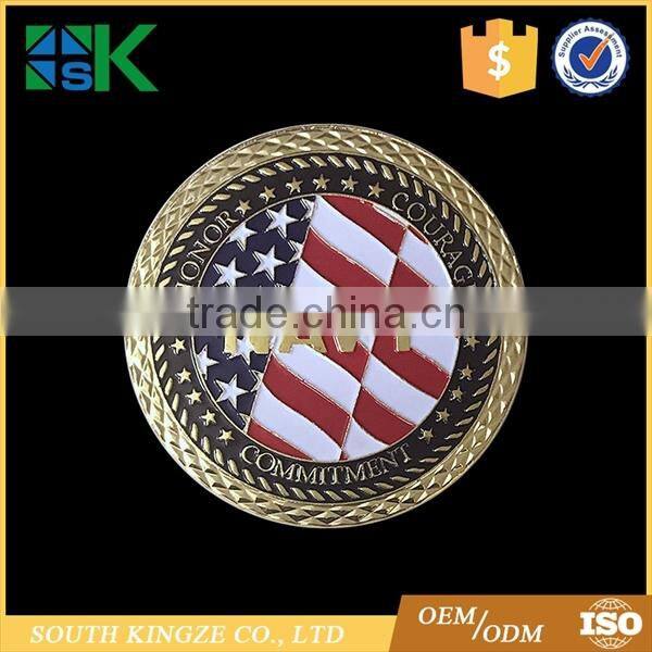 USN navy veteran blue red white flag color big challenge coin