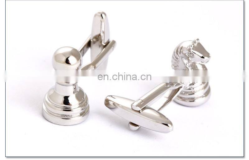 International Chess Knight and Pawn Silver Men Chess Cufflinks