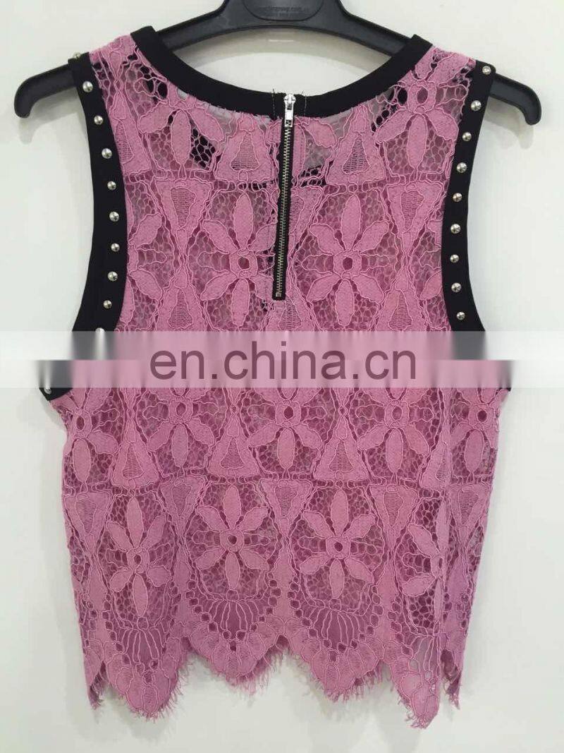 Spell color rivet full of bud silk women's vest